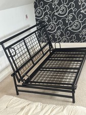 Vintage Black Metal Futon/ Small double  4ft/ solid black metal frame