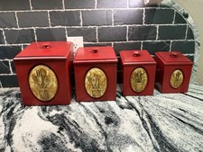 Set of 4 Vintage Painted Wood