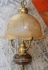 Vintage Victorian Ceiling Light. Brass and Porcelain.
