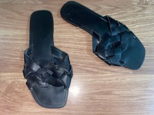 Topshop Womens UK Size 5 Black Flat Slip-On Sandals (VG COND)