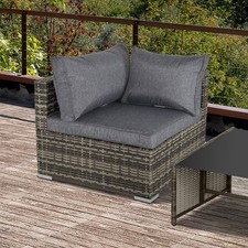 Rattan Wicker Corner Sofa Garden Furniture Single Sofa Chair with Cushions