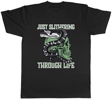 Funny Python Snake Mens T-Shirt Just Slithering through Life Tee Gift