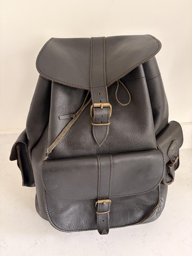 Grafea black leather backpack - black,