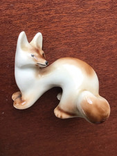 Russian  Lomonosov Ceramic Artic  Fox Figurine Animal