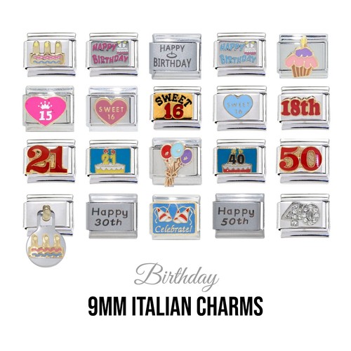Birthday 9mm italian charm - italian,