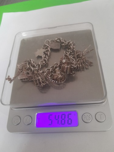 Vintage silver charm bracelet - silver,