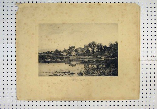 Old antique print 1884 view - antique,