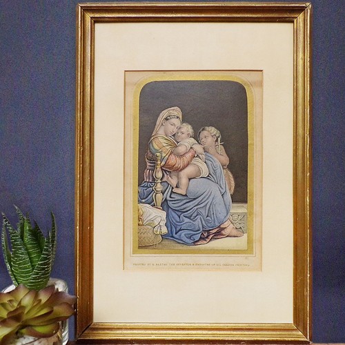 Antique framed print madonna - antique,