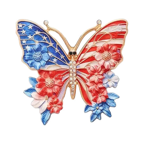 Usa flag butterfly brooch - flag, pin