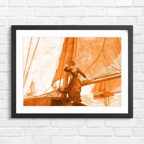 Victorian woman sailing yacht - woman,