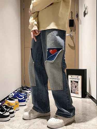 Wide leg cargo jeans men - cargo,