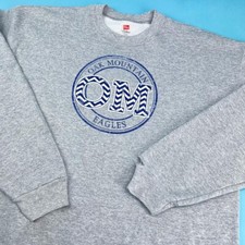 Vintage Hanes Big Graphic Sweatshirt, Grey/Blue, Size Large (SWT542)