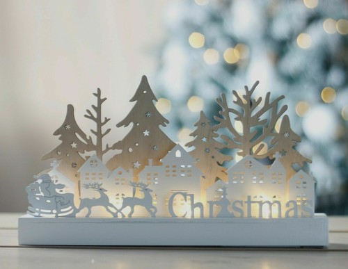 Christmas white wooden light - wooden,