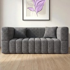 Grey Corduroy Loveseat Sofa 2