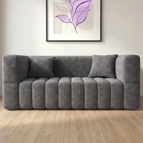 Grey corduroy loveseat sofa - corduroy,
