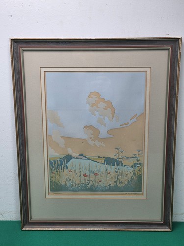 Framed summer woodcut print - framed,