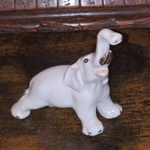 Vintage white ceramic elephant - vintage,