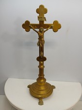 Brass Crucifix Jesus Inri Large Christ Altar Cross Church Standing 21"