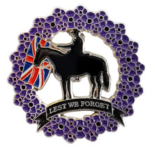 Horses Animals in War Memorial lapel Pin Badge Purple Poppies 2025