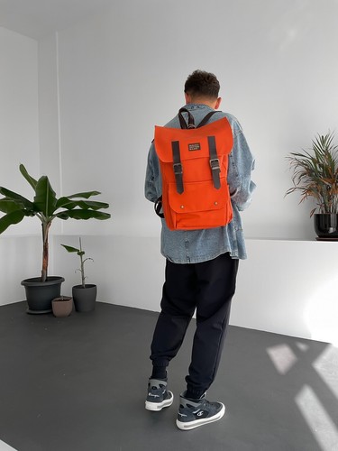 Old cotton big backpack - cotton, orange