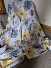 Silky Lush Decor Grey Lemon Yellow Summer  Floral  Curtain Single Door Light