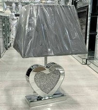Mirrored Table Lamp Shade Crushed Diamond Crystal Heart Shaped Crystal Sparkly