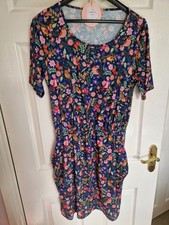 Ladies Popsy Floral Bird Print Blouson Dress Size 14