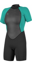 2025 O'Neill Womens Reactor II 2mm Back Zip Shorty Wetsuit - Black / Aqua