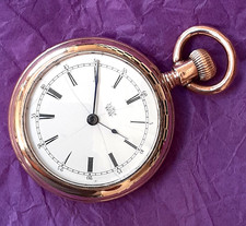Waterbury Watch Co. • DUPLEX • Open Face • Gold Finish Pocket Watch • Stem Wind