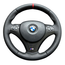 BMW E90 E91 E92 E93 E81 E82 M SPORT CARBON STYLE LEATHER STEERING WHEEL RED CS