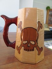 Genuine Old Bear Creek 32oz Artisan Made Wooden Mug Skull Crossbones Pirate Rare