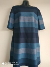 Hobbs Blue Mix Midi Dress Size 16 Smart Office 