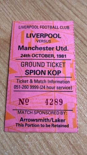 Ticket 1981 liverpool v - liverpool,