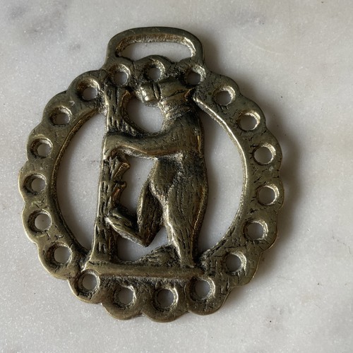 Vintage horse brass bear and - horse,
