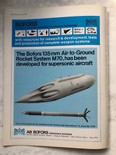 1974 Aircraft Advert AB BOFORS ORDNANCE DIVISION AIR GROUND ROCKET SYSTEM M70