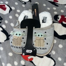 NEW Star Wars Cutest Baby Yoda Slip on Slippers Sliders Ladies Women Primark 