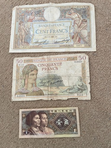 Three vintage bank notes two - bank, notes,