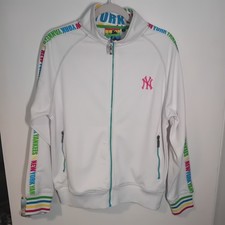 Majestic Athletic New York Yankees Track Jacket - White With Rainbow Print - S