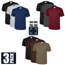 Men's Plus Size Plain T-Shirt 3 Pack 100% Cotton Heavy Blend BIG SIZE 2XL-8XL