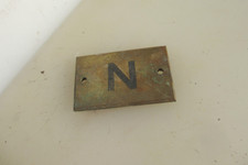 Vintage Brass Letter "N" Sign Old Plaque Enamel Name Initial Pigeon Hole 2"W