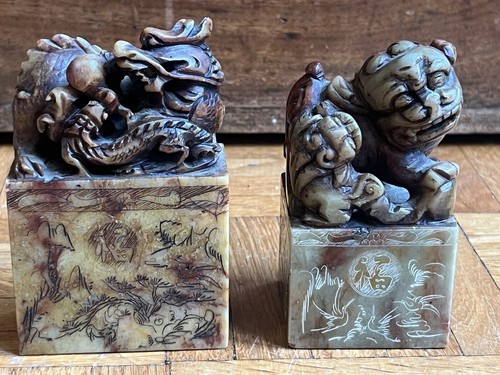 Chinese soapstone carvings - x2,