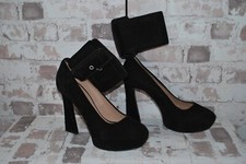 Celine Black Suede Court Shoes ALL Leather 38 5 BNWOB Dust Bag Ankle Strap Cuff