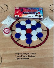 22pcs Carrom Board Gloss Polish 5G ACRYLIC Coins Set with Power Striker & Powder