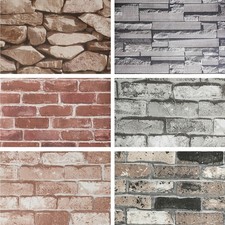 3D Effect Realistic Vintage Brick Effect Rustic Stone Grey Red Brick Wallpaper