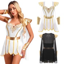 Women Ancient Greek Queen Costumes Halloween Cosplay Bodysuit Roman Toga Dress
