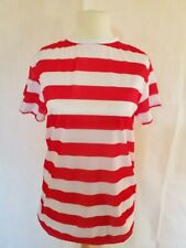 WALLY STYLE ENGLAND STRIPED T-SHIRT RED WHITE STRIPE LADIES FANCY DRESS SML 👓