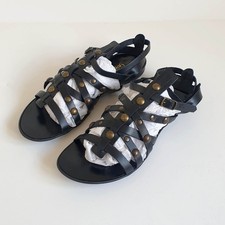 New look Gladiator Studded Sandals Flats Black Women UK 5 Holiday Travel Summer