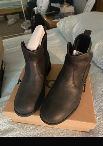 Ugg womens black leather - black,