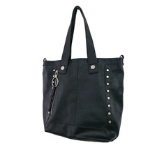 NEXT Black Vegan Leather Tote Bag Large Stud Detail Zip Pockets Work Shopper