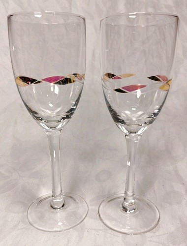 Pair vintage wine glasses pink - pair,